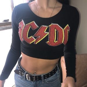 Long Sleeve AC/DC Crop Top